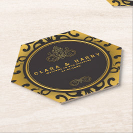 Porta-copo De Papel Romantic gold calligraphy vintage floral wedding 