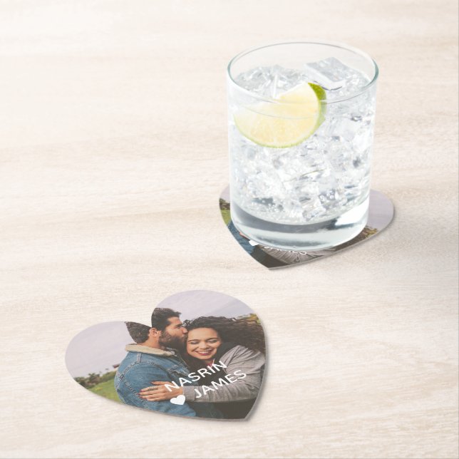 Porta-copo De Papel Romantic Heart Frame Custom Couple Photo (Insitu)