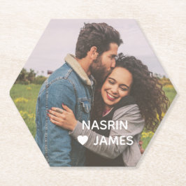 Porta-copo De Papel Romantic Heart Frame Custom Couple Photo