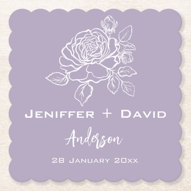 Porta-copo De Papel Romantic Rose Personalized Wedding/ Bridal Shower  (Frente)