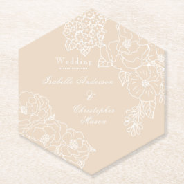 Porta-copo De Papel Romantic Wedding Peonies Ivory