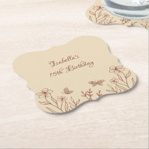 Porta-copo De Papel Romântico elegante terracota floral casamento