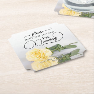 Porta-copo De Papel Rosa Amarela Elegante Não Leve Meu Drink Casamento