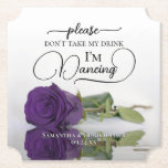 Porta-copo De Papel Rosa de Glama Roxo Real Não Tome Meu Casamento de<br><div class="desc">Esta porta copos de casamento é elegante, na moda, e divertida! Ele apresenta uma foto de um solteiro roxo roxo, profundo e longo, que se encontra sobre seu lado, espelhado em uma piscina de água. O texto diz "Por favor, não tome minha bebida, estou dançando" escrito em letras modernas. Há...</div>