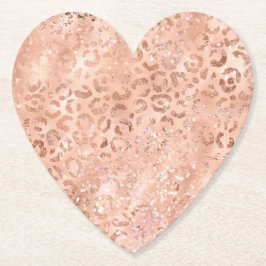 Porta-copo De Papel Rosa de Pêssego Cor-de-rosa-claro-Dourado Leopardo