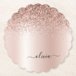 Porta-copo De Papel Rosa Dourado - Nome do Monograma do Metal com Lant<br><div class="desc">Rosa Dourado - Portas copos De Papel De Nome De Monograma Com Folha Cor-De-Rosa Esbranquiçada Folha De Folha Metálica Com Brilho. Isso faz a formatura perfeita, aniversário, casamento, chá de panela, aniversário, chá de fraldas ou presente de festa de solteira para alguém que ama luxo de vidro e estilos quíticos....</div>