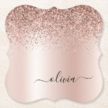 Porta-copo De Papel Rosa Dourado - Nome do Monograma do Metal com Lant<br><div class="desc">Rosa Dourado - Portas copos De Papel De Nome De Monograma Com Folha Cor-De-Rosa Esbranquiçada Folha De Folha Metálica Com Brilho. Isso faz a formatura perfeita, aniversário, casamento, chá de panela, aniversário, chá de fraldas ou presente de festa de solteira para alguém que ama luxo de vidro e estilos quíticos....</div>