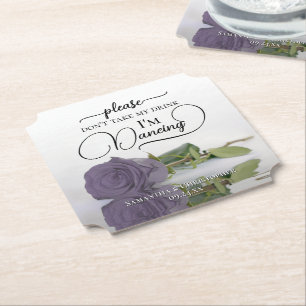 Porta-copo De Papel Rosa Dusty Roxo Não Tome Meu Casamento Bebida