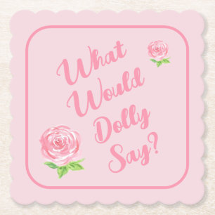 Porta-copo De Papel Rosa em Aquarela Pintada à Mão O QUE DOLLY DIRIA?