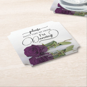 Porta-copo De Papel Rosa Glamour Roxo Ameixa Não Leve Meu Drink Casame