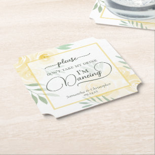 Porta-copo De Papel Rosas Amarelas de Manteiga Não Levem Meu Drink Cas