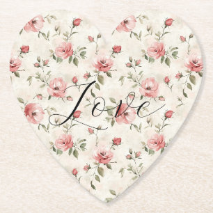 Porta-copo De Papel Rosas Cor-de-Rosa Amor Floral