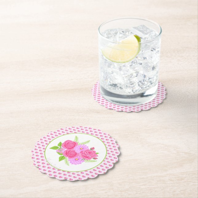 Porta-copo De Papel Rosas e Rosa Dahlias (Insitu)