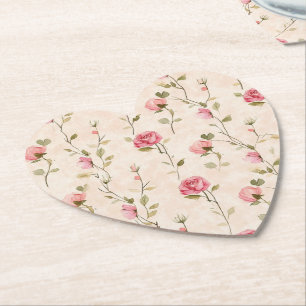 Porta-copo De Papel Rosas Florais Cor-de-Rosa Cremoso Lindas Casamento