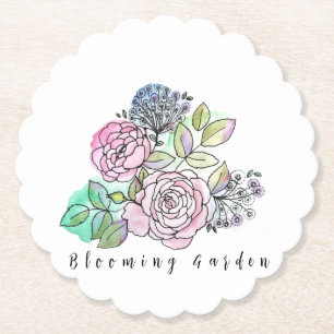 Porta-copo De Papel Rosas sangrando em manchas de aquarela T-Shirt Bab