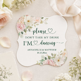 Porta-copo De Papel Rosas Soft Blush Não Levem Meu Drink Casamento