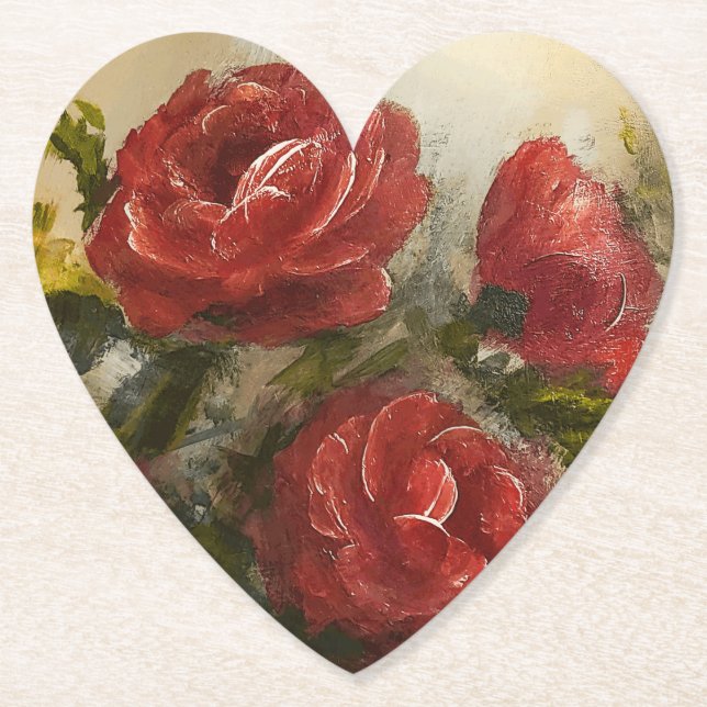 Porta-copo De Papel Rosas Vermelhas  (Frente)
