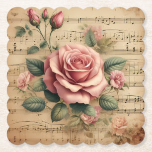 Porta-copo De Papel Rose & Sheet Music Paper Coasters – Mais Formas