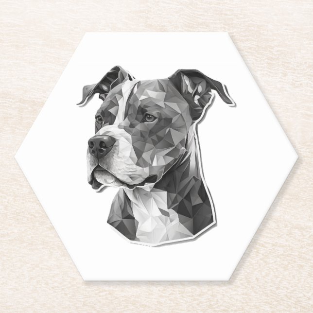 Porta-copo De Papel Rosto de cão Pitbull (Frente)