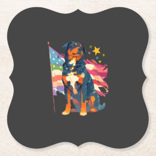 Porta-copo De Papel Rottweiler Patriótico com Arte da Bandeira dos EUA