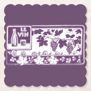 Porta-copo De Papel Rótulo de Vinho Francês Antigo Vinhedo Rústico