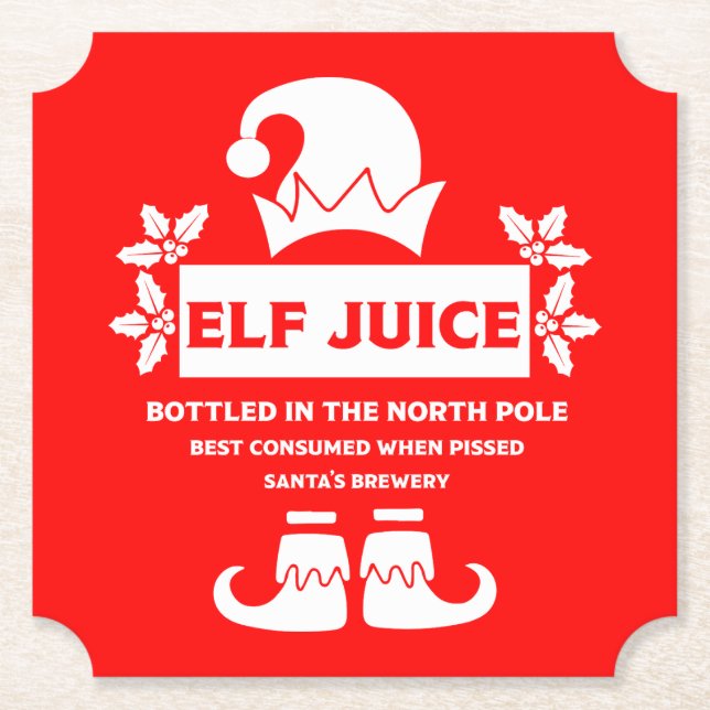 Porta-copo De Papel Rótulos Engraçados de Cerveja de Natal (Frente)