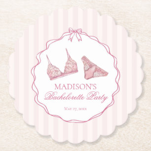 Porta-copo De Papel Roupas Íntimas Rosa Pastel com Renda para Despedid