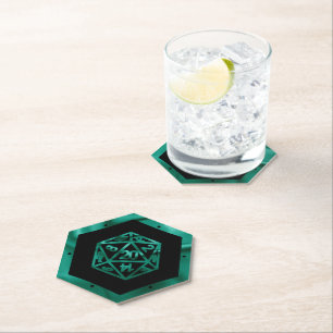 Porta-copo De Papel RPG Dice   Teal Green Fantasy Retro Tabletop Gamer