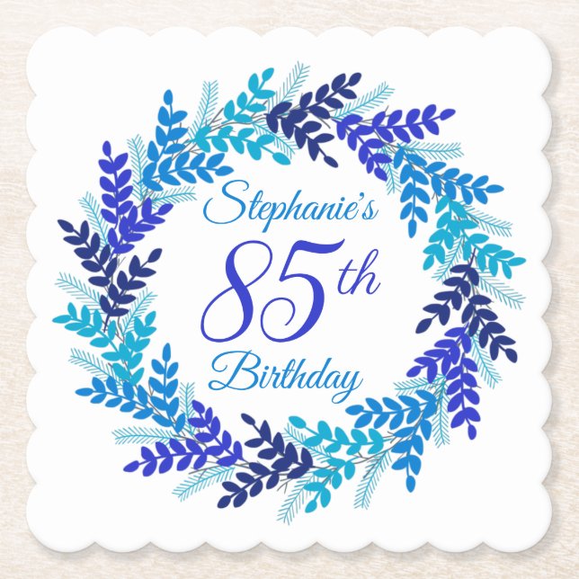 Porta-copo De Papel Rua Azul Elegante, 85.o aniversário (Frente)