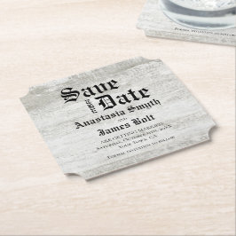 Porta-copo De Papel Rustic Bleached Wood Weding Date