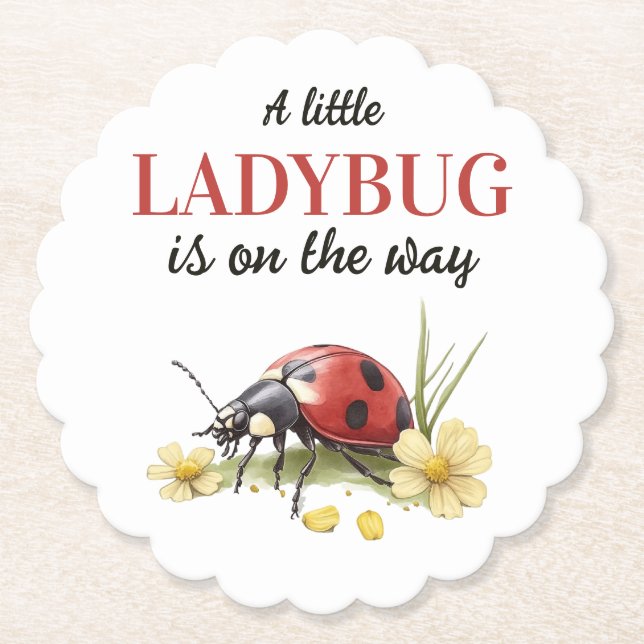 Porta-copo De Papel Rustic Garden Daisy Little Ladybug Baby Shower (Frente)