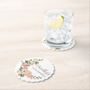 Porta-copo De Papel Rustic Ivory White Floral 100ª Festa de aniversári