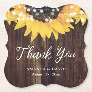 Porta-copo De Papel Rustic Sunflower Country Wood Weding Favor