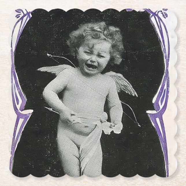 Porta-copo De Papel Sad Cherub Angel Impressão (Frente)