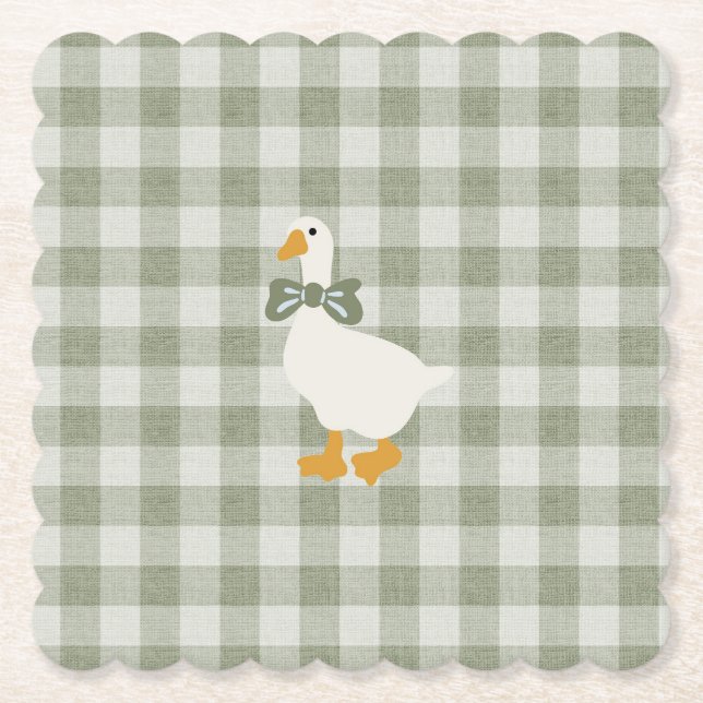 Porta-copo De Papel Sage Green Gingham Buffalo Check Baby Shower Linen (Frente)