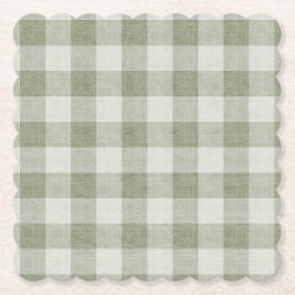 Porta-copo De Papel Sage Green Gingham Buffalo Check Linen Texture 