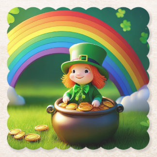 Porta-copo De Papel Saint Patrick's Day Leprechaun in Pot of Gold