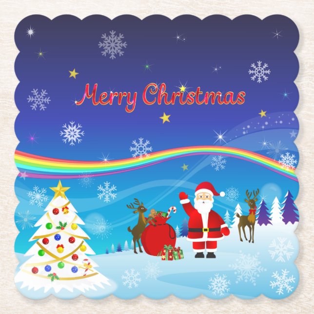 Porta-copo De Papel Santa Claus e Reindeer (Frente)