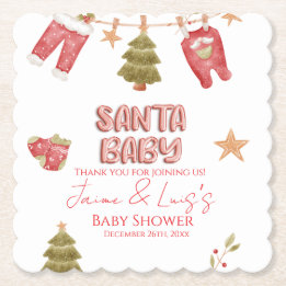Porta-copo De Papel Santa Girl Boy Holiday Baby Shower  