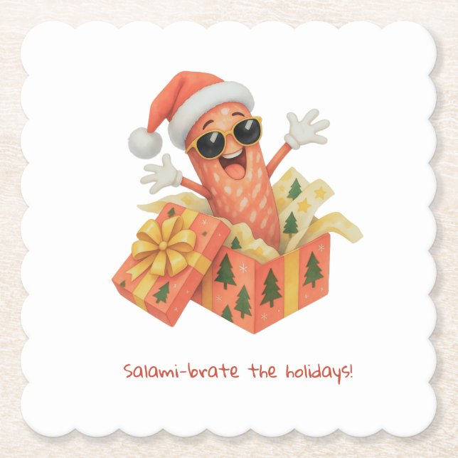 Porta-copo De Papel saúdam o Natal com salame! (Frente)