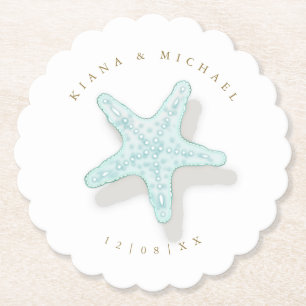 Porta-copo De Papel Sea Foam Beach Wedding Starfish ID837