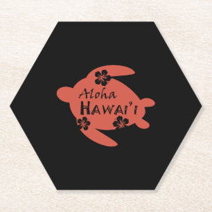 Porta-copo De Papel Sea Turtle Aloha Hawaii Hibiscus Orange Graphics