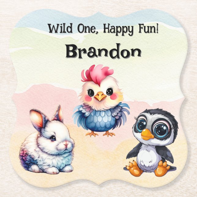 Porta-copo De Papel Selvagem De Animais De Floresta Brincadeiras (Frente)