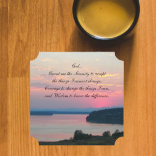 Porta-copo De Papel Serenity Prayer Pink Seascape Foto Sunset
