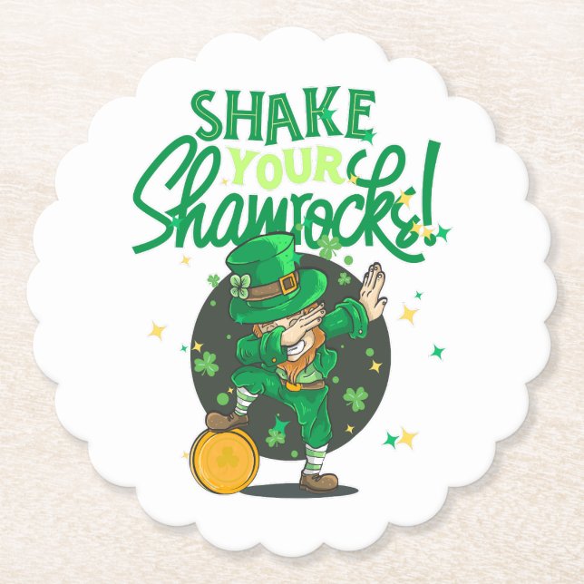 Porta-copo De Papel Shake your shamrock, St Patricks day, Slainte (Frente)