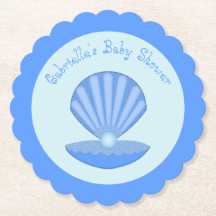 Porta-copo De Papel Shell de Ostra Blue Baby Boy e Chá de fraldas de p