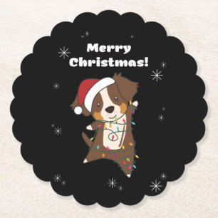Porta-copo De Papel Shepherd australiano Feliz Natal Inverno