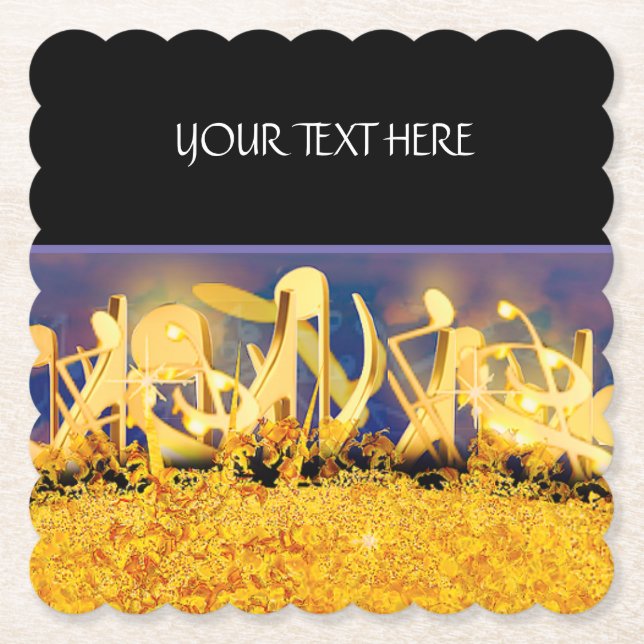 Porta-copo De Papel Shimmering Notes of Dourado (Frente)