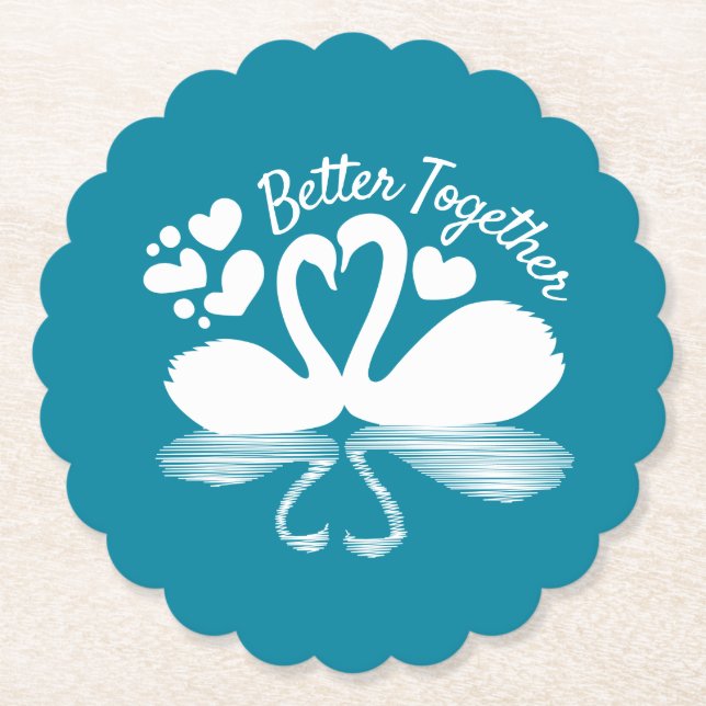 Porta-copo De Papel Silhueta do Cisne do casal na Água (Frente)