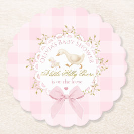 Porta-copo De Papel Silly Goose Pink Gingham Bow Baby Shower